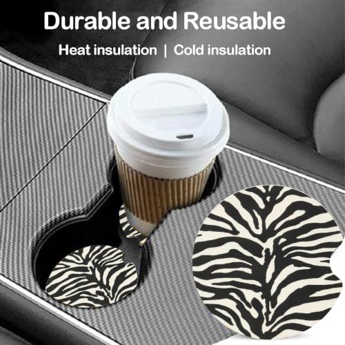 Ceramic Car Coasters – Absorbent Car Cup Holder Coaster Set for Women, Cute Aesthetic Car Accessories for Girls, 2 Pack (Coconut Milk) - color: Coconut Milk