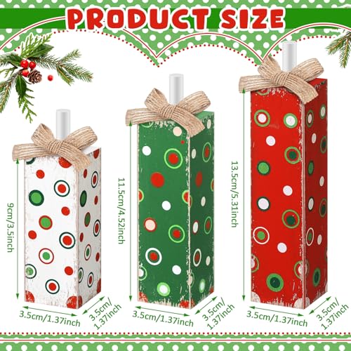 Cinnvoice 3 Pcs Christmas Table Decorations for Home, Polka Dot - style: Red Green Style