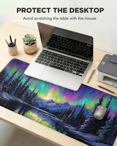 Mouse Pad, Desk Mat, 31.5x11.8in Large Mousepad, Aurora - color: Aurora