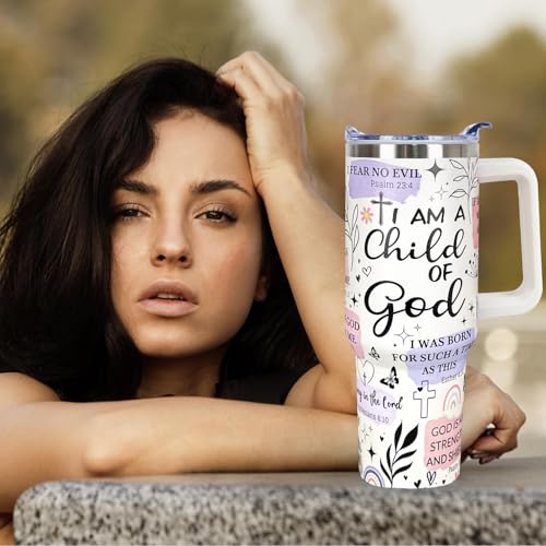 Christian Gifts for Women 40 Oz Child of God Christian Tumbler Cup Inspirational Religious Gifts for Mom Wife Sister Friends Christians Faith Jesus God Bible Verse Gift - color: I am a Child of God 01