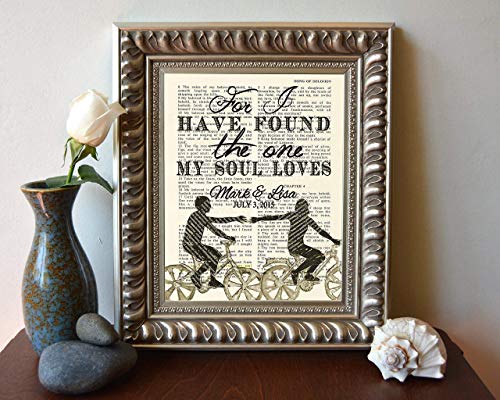 ART FOR THE MASSES Customized Vintage Bible Page Personalized, For I Have Found the One, Song of Solomon 3:4, Christian Art Print, Unframed, Christian Wedding Wall and Home Decor Poster