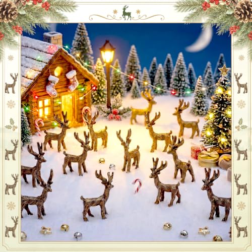 Civaner 50 Pcs Mini Brass Reindeer, Tiny Deer Figurines for Christmas Decor - style: Reindeer