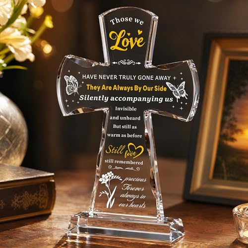 Ghtixsu Crystal Cross Memorial Gift, Sympathy Gifts for Loss of Loved One, Bereavement Remembrance Keepsake, Christian Condolence Gift for Loss of Mother Father, Religious Funeral Gift - color: Loss of a Loved One