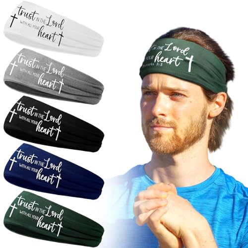Lunmon5 Pcs Christian Athletic Cross Headbands Gifts - style: Classical Style