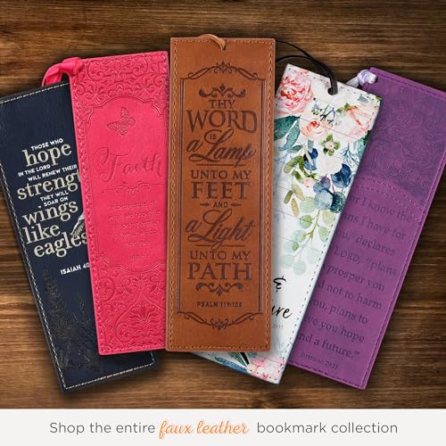 Christian Art Gifts Faux Leather Scripture Bookmark: Thy Word is A Lamp - color: Brown - Word/Lamp