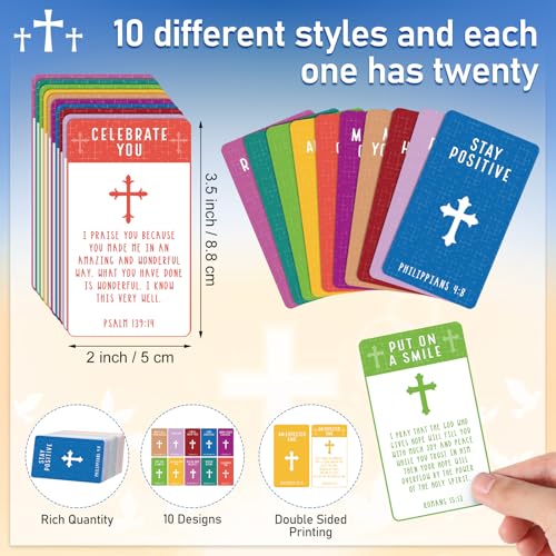 200 Pcs Cross Bible Scripture Cards Bible Verse Prayer Cards - style: Bible