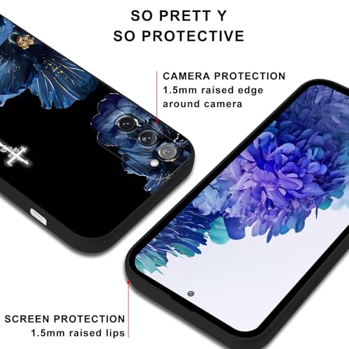 Vine Cross Blue Floral Black Phone Case for Samsung Galaxy S20 FE(5G)/S20 Lite/S20 Fan Edition 6.5 Inch – Gothic Christian Flower Shockproof Protective Cover for Women Girls - color: Vines, size: for Samsung S20 FE(5G)/S20 Lite/S20 Fan Edition
