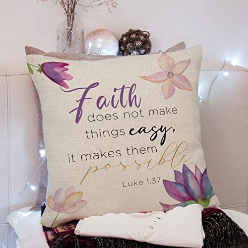 KongMoTree Bible Verse Throw Pillow Case, Blessing Gift, Scripture Art, Scripture Sayings, Bible Quote, Luke 1:37, Church Gifts, Sofa Bed Living Room Porch Decoration, 18x18 Inches - color: Luke 1:37