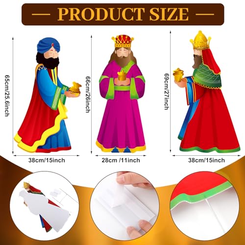 Wenqik 3 Pcs Christmas Three Wise Men Outdoor Yard Signs with Stakes Religious Nativity Scene Signs Three Kings Outdoor Lawn Decoration Set for Christmas Yard Lawn Garden Pathway Decorations