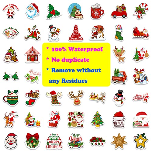 Christmas Theme Stickers, 100Pcs Vinyl Waterproof Merry Christmas Stickers for Envelopes Gifts Tags Crafts Snowboard Decorations, Funny Christmas Holiday Party Favors for Kids Teens Aduts - color: Christmas