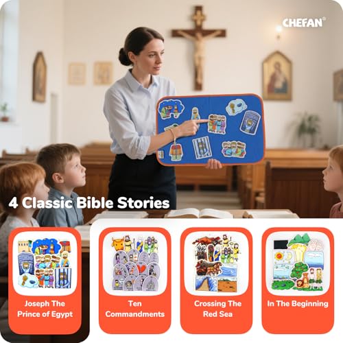 CHEFAN Exodus Felt Board Bible Stories, 4 Story Sets for Kids - color: Joseph the Prince of Egypt & Other 3 Bible Stories Set