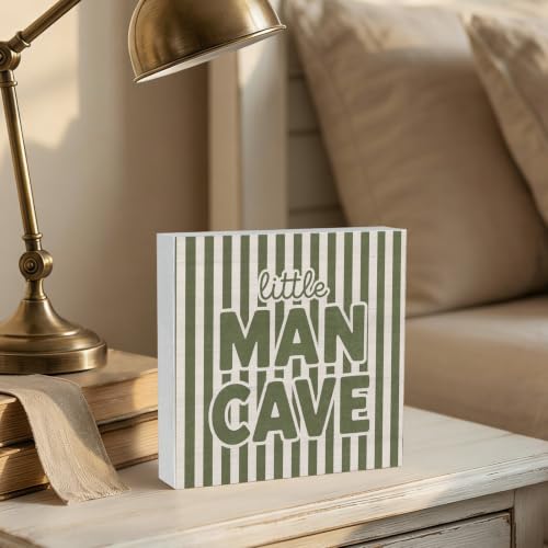 Little Man Cave Wooden Signs,Green Boys Room Nursery Decor - color: man cave