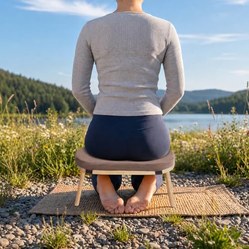 Folding Meditation Bench, Bamboo Squat Chair Prayer Kneeler Seiza Chair