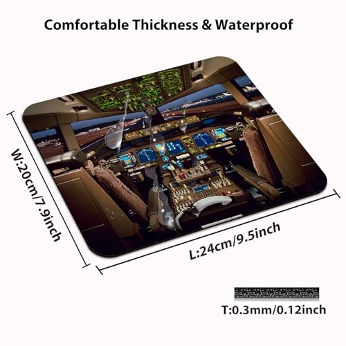Airplane Cockpit View Mouse Pad, Flight Deck Desk Mat for Boeing 777 Lover - color: Tan Brown