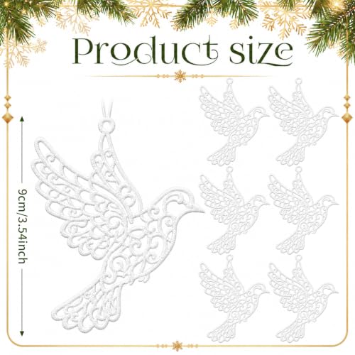 Lunmon 48 Pcs Christmas Crochet Dove Ornaments for Christmas Tree, White - style: White Dove