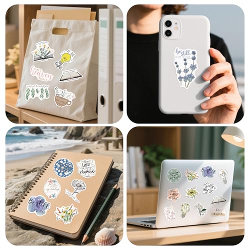 Bible Verse Stickers for Journaling Water Bottle Laptop, Christian Inspirational Sticker for Adults, 50PCS Waterproof Religious Faith School Gifts Supplies-A17