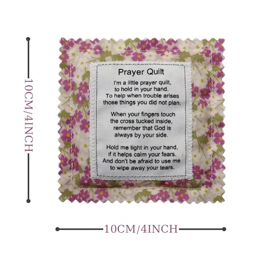 Mini Prayer Quilt with Cross Inside Vintage Pocket Scripture Prayer Quilt Squares Sympathy Christian Gifts for Women Pastor Appreciation Father's Day Graduates Gifts (Purple, 1 Pack) - color: Purple, size: 1 Pack
