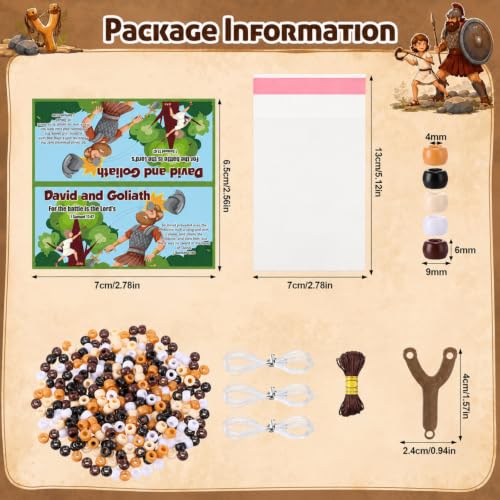 Soulchen 48 Sets David and Goliath Crafts Kit Sunday School Beads Bracelets - style: David Goliath