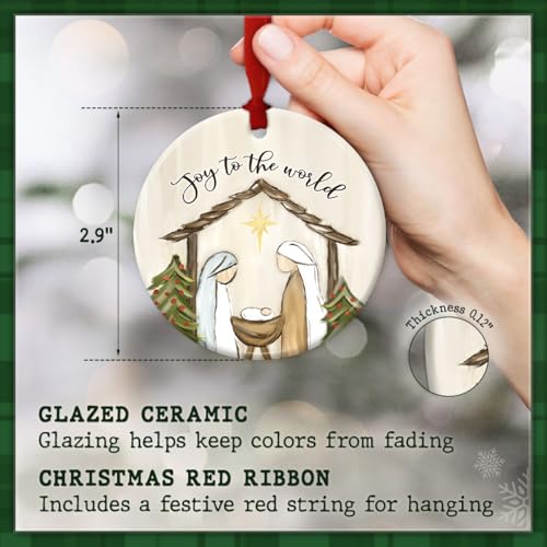 Christmas Nativity Scene Ornament, Joy to The World Xmas Decorations