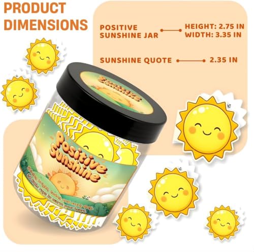 Positive Sunshine Jar - 60 Affirmation Cards, Emotional Support, Yellow - Sunflower - Sunshine Gifts, Stocking Stuffers, Human Sunshine Gift For Women, Cowokers, Friends, Teens - color: A. Sunshine