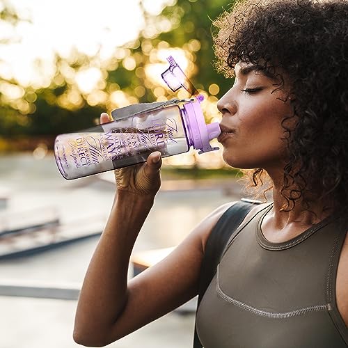 Christian Art Gifts Wide Mouth BPA-Free Reusable Plastic Sports Water Bottle for Men & Women, Inspirational Scripture w/Locking Flip-Top Lid & Carry Strap, 28 oz. - color: Purple - Trust In The Lord