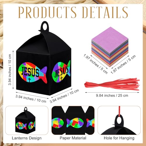 VIHOSE 16 Sets Christian Jesus Fish Lantern Craft, Religious Craft - style: Religious Jesus