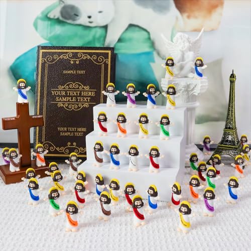 Yelakey Mini Jesus Figures 50pcs Little Tiny Jesus Figurines in Bulk Classic Religious Christ Savior Jesus Decor for Baptism Sunday Easter Egg Stuffers - color: Multicolor, size: 50pcs mini jesus