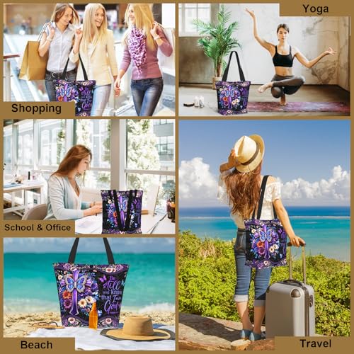 Bible Tote Bags For Women Religious Church Bag Christian Tote Bags Inspirational For Women Organizer Christian Gift - color: Bible Cross 2