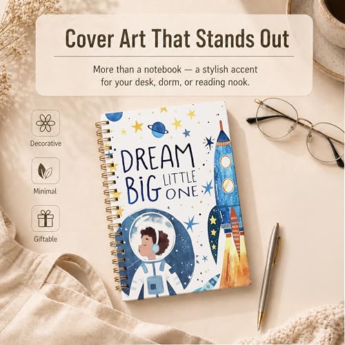 Space Astronaut Rocket Spiral Notebook, Astronaut Gifts Journal for Kids Boys, Dream Big Little One Spaceman Planet Cosmic Hardcover Lined Notebook Journal, 5.5x8.3 Inch - color: pattern-14