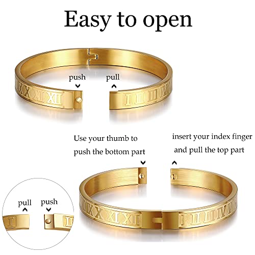 WFYOU Stainless Steel Bracelets for Men Gold Cuff Bracelet Birthday Gifts - color: Gold 6