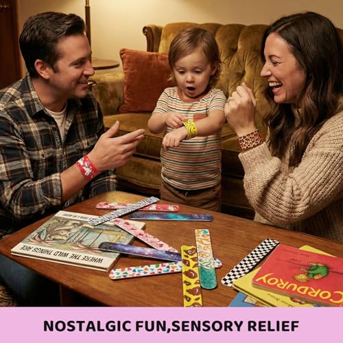 LovesTown Slap Bracelets for Kids, 48 PCS Snap Bracelets Party Favors - style: Kids