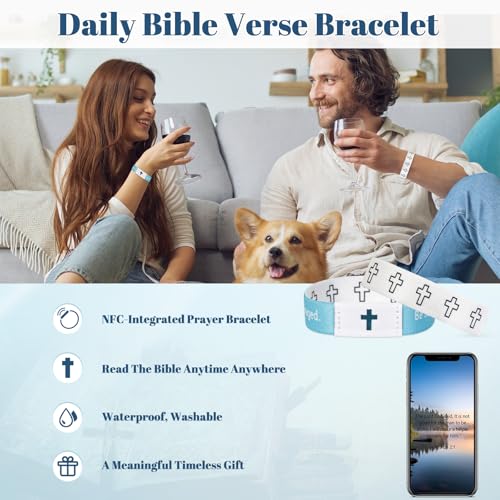 Daily Bible Verses Bracelets, Scripture Bracelet, Christian Bracelet for Women, Men, Teens, Bible Verse Scan Bracelets, Inspirational Christian Gifts,1000+ Inspirational Scriptures