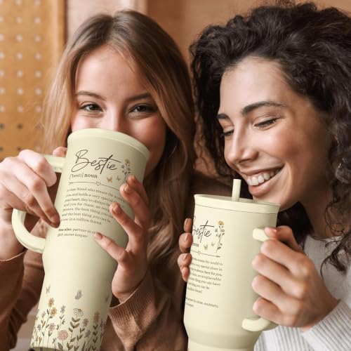 Best Friend Tumbler with Handle 40oz, Bestie Cups for Women Stainless Steel Coffee Travel Tumblers with Straw, Bestie Gifts for Female Friends BFF, Friendship Gift for Birthday Christmas Valentines - color: Best Friend