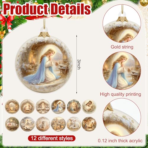 Vercraft 12 Pcs 3'' Christmas Nativity Scene Ornaments, Traditional Design - style: Traditional Design
