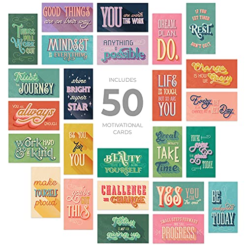 Vintage Word Art Mini Quote Cards / 2" x 3.5" Flat Business Card Size / 50 Uplifting Cards / 25 Small Motivational Encouragement Card Designs/Made In The USA - color: Vintage Art