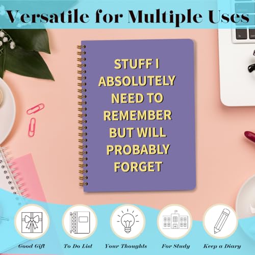 Funny Purple Office Spiral Notebook, Work Notebook for Women, 5.8x8.3 Inch - color: Funny Memory 02