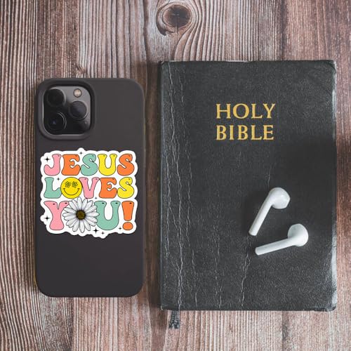 Jesus Stickers 3Pcs God Decals Vinyl Waterproof Journaling Aesthetic Christian Faith Jesus Stickers for Water Bottles, Phone Laptop (Jesus Loves You) - color: Jesus Loves You