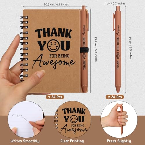 Resurhang 48 Pcs/24 Set Bcak to School Teacher Gifts Bulk Inspirational Spiral Notebook with Pen Employee Appreciation Gifts Thank You Notepad for Students Staff Team Coworker - style: Classic