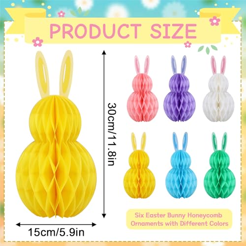 6Pcs Easter Honeycomb Centerpiece Table Bunny Decorations Supplies - style: Easter Style