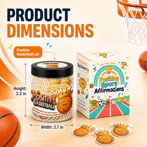 Positive Basketball Jar With 60 Affirmation Cards, Emotional Support Basketball, Basketball Gift For Teen Boys Girls And Men, Coach, Stocking Stuffers For Teen Boys - color: Positive Basketball
