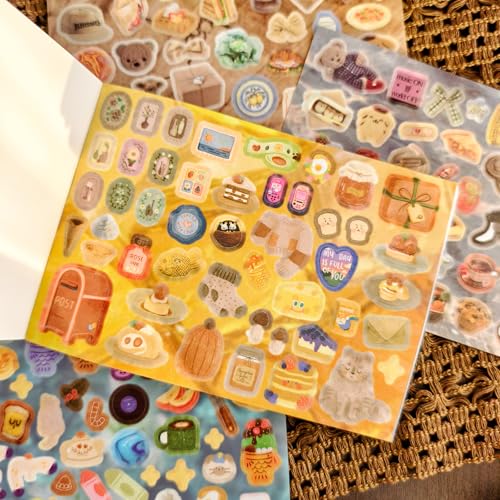 Japanese Kawaii Sticker Book, 30 Sheets, 800 Pieces, INS Style Cute Cartoon Animals, Waterproof for Journaling, Scrapbooking, Planners (2 in 1) - color: Pink Green, style: Art Deco