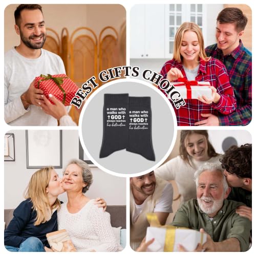 Christian Socks for Men Biblical Gifts for Dads Grandpa Husband - color: Dark Grey