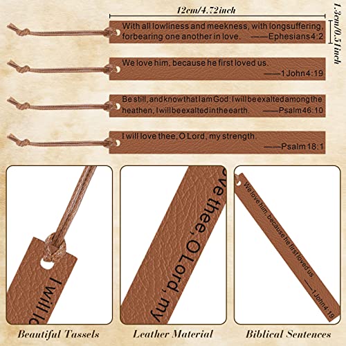 Roowest 20 Pcs Bible Verse Leather Bookmark, Brown - color: Brown
