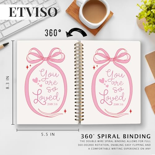 Pink Coquette Bow Ribbon Christian Notebook, John 3:16 Bible Journaling, Religious Prayer Journal for Woman, Church Notes Notebook, Scripture Hardcover Spiral Notebooks 5.5x8.3 Inch - color: 05-Bible(05)