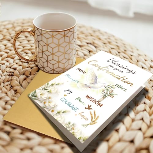 Confirmation Card Gifts for Son Daughter Teen Girls Boys, First Communion Card Gift for Grandson Granddaughter Niece Nephew Him Her, Religious Card for Women Men - color: #7