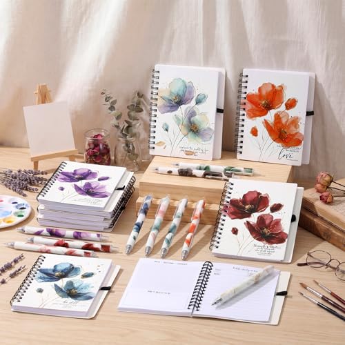 Resurhang 24 Sets/48 Pcs Christian Journals with Pens, Faith in Bloom - style: Faith in Bloom