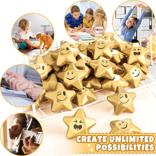 DEEKIN 72 Pcs Star Foam Relief Toys for Teens, Adults, Smile Face - style: Smile Face