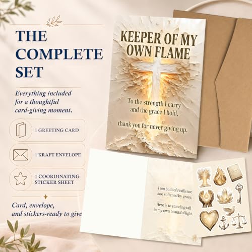 Empowering Self Care Greeting Card, Uplifting Spiritual Self Love Card, Confident Strength Art, Standard A5 Size, Double-Sided Print, Original Design, Includes Envelope & Matching Sticker Sheet