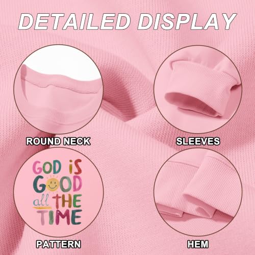 BeWithYou Christian Sweatshirts for Women Oversized God is Good Sweatshirt Jesus Faith Shirt Bible Verse Graphic Pullover Top - color: Pink, size: XX-Large