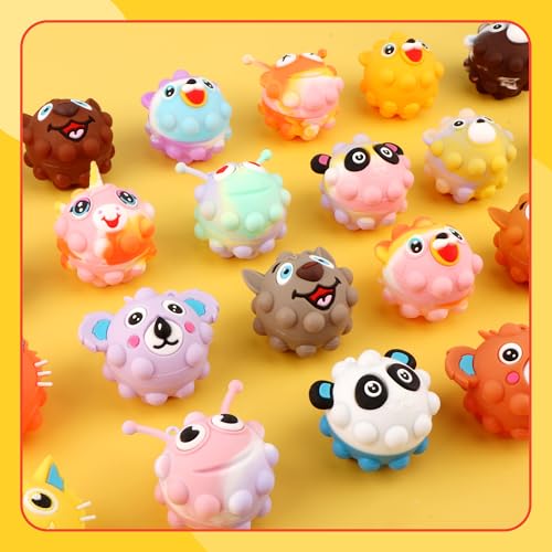 KissFree 24 PACK Animal Pop Balls Party Favors for Kids, 3D Pop Fidget Balls Toys Bulk, Gifts for Boys & Girls, Goodie Bag Stuffers, Pinata Stuffers, Treasure Box Toys, Prizes for Kids - style: 24PCS Animal Pop Ball
